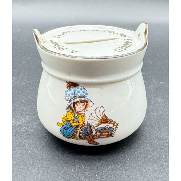 Vintage 1976 Ceramic Penny Bank Pot With Lid "A Penny Saved Is A Penny Earned" - Picture 2 of 7